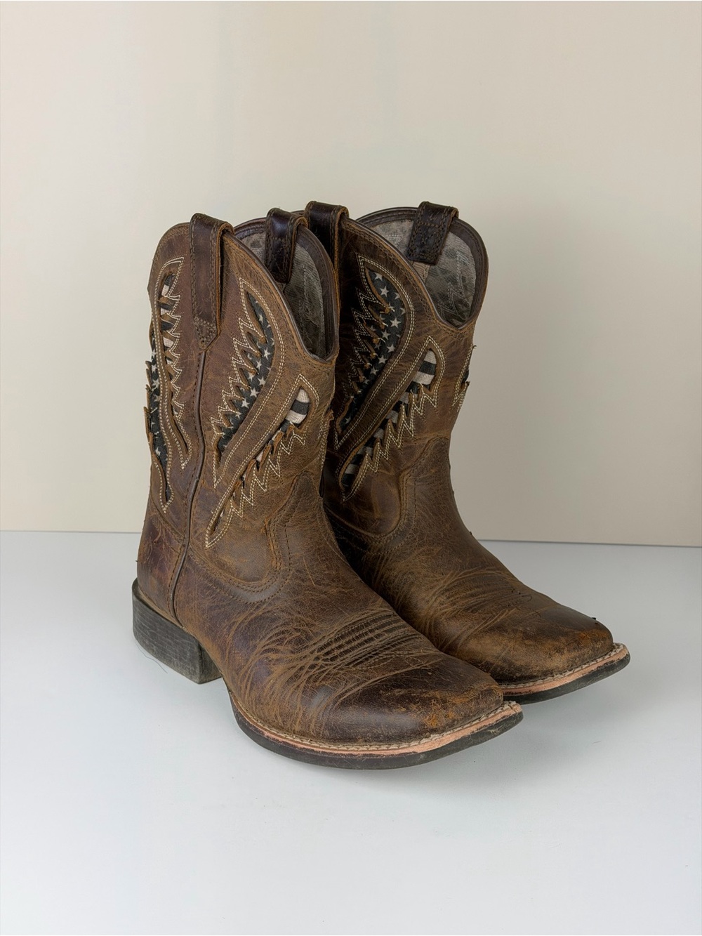Ariat Kids Brown Leather Western Cowboy Boots Little Boys Size 2 Style 10044485